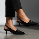 Velvet Noir Slingback Mules